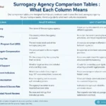 Surrogacy Agency Comparison Tables What Each Column Means