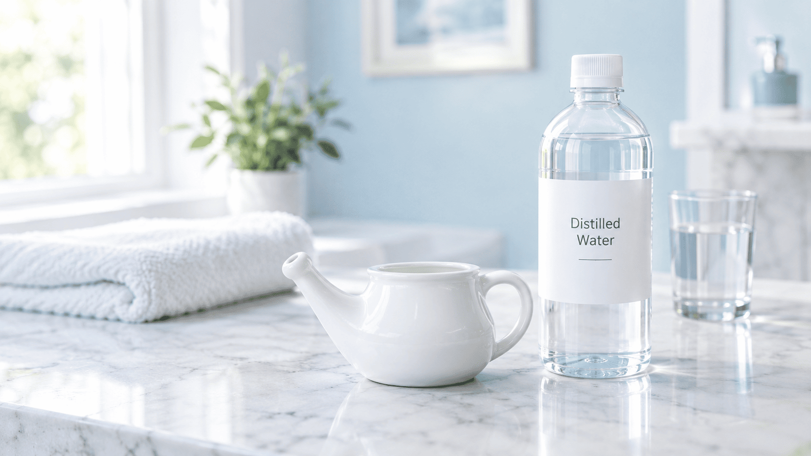 Neti Pot and Distilled Water